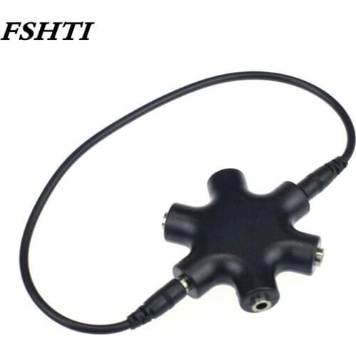 3.5mm Headphone Earphone Stereo Audio Splitter 1 Male to 2 3 4 5 Male Ports Cable Cord Jack Headset 6 Hub Way Audio Adapter Line