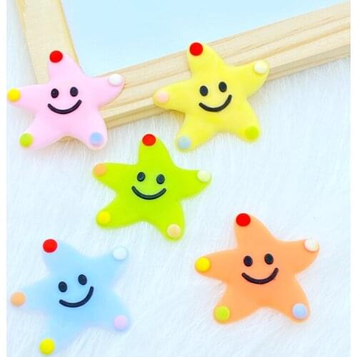 30pcs New Pattern Cute Cartoon Starfish PVC Flexible Glue Flat Back DIY Scrapbook Embellishment Phone Craft Decoration Q23