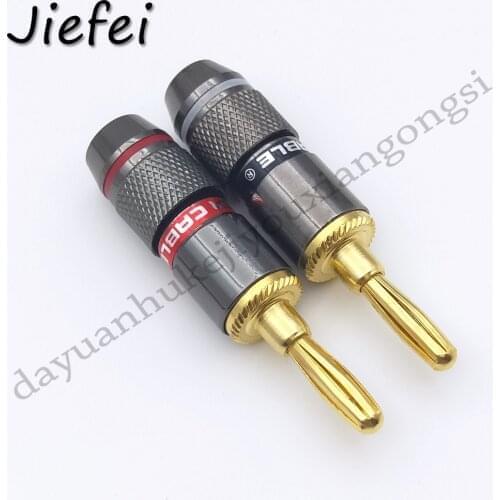 4-100pcs New High Quality Hifi audio Banana Plug 24K Gold Plated Copper 4mm Black&Red Banana Connector Male Speaker plug