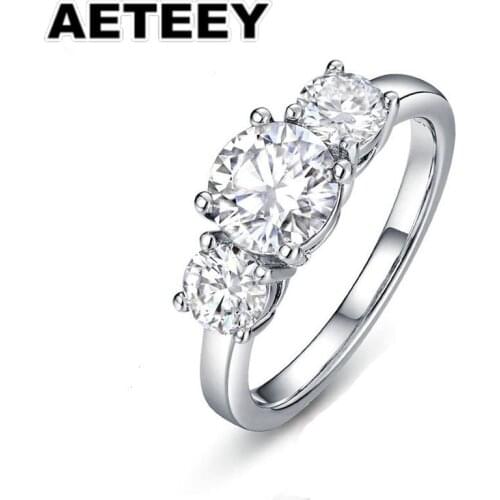 6.0mm Round Cut Engagement&Wedding Moissanite Diamond Ring Double Halo Ring Platinum Plated Silver JA-14