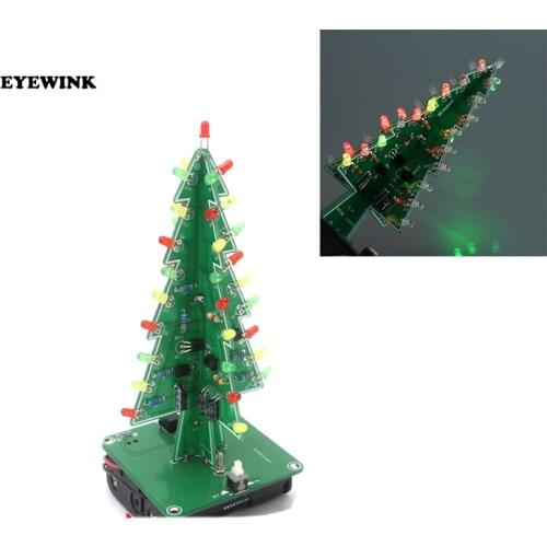 7 Colors 3D Christmas Tree LED Flash DIY Kit Three-Dimensional Colorful RGB LED Circuit Kit Electronic Fun Suite Christmas Gift
