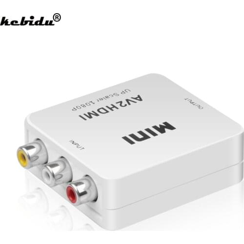 Kebidu mini RCA AV Male to HDMI-compatible Female Converter Adapter Full HD 1080P Composite CVBS to HDMI AV2HDMI Audio Converter