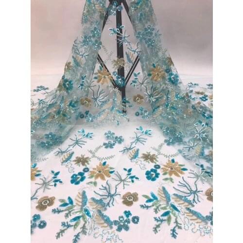 African Lace Fabric Embroidered Nigerian Sequin Lace Fabric 2021 High Quality French Tulle Lace Fabric for Women D3630