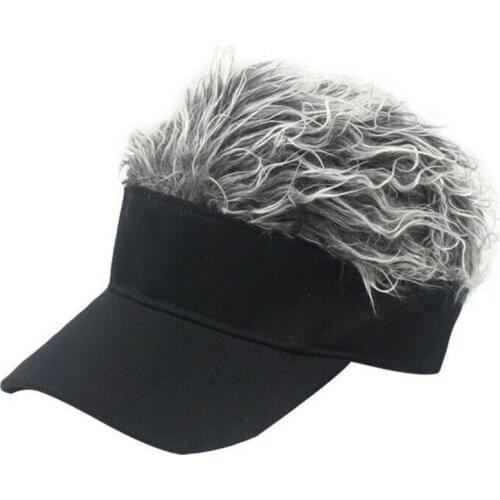 Baseball Cap with Fake Flair Hair Cap Casual Concise Sunshade Sun Visor Fun Toupee Hats Mens Womens Spiked Hairs Wig Hat