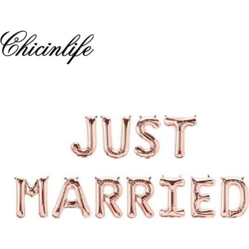 Chicinlife 11Pcs just married letter balloon Bachelorette Hen Party Bridal Shower Happy Wedding Photo Props decoration supplies