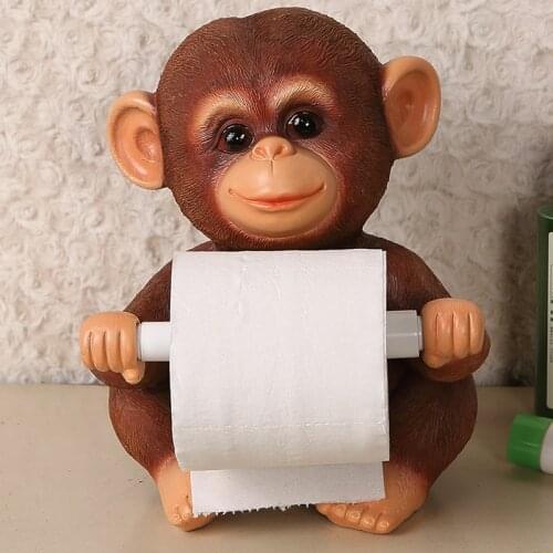 Monkey Tissue Paper Holder Durable Seat Type Bathroom Resin Toilet Paper Animal Teddy Tissue Roll Paper Holder
