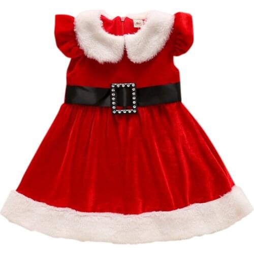 Baby Girl Red Velvet Tutu Christmas Dress Santa Party Girls Princess Dresses Fall Winter Toddler Clothes Ruffle Xmas Dress D20