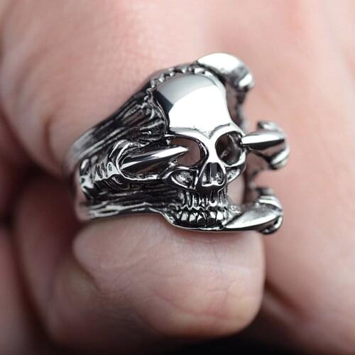 European And American Personality Ghost Claw Skull Man Retro Ring Ring Domineering Punk Rock Stainless Steel Ring