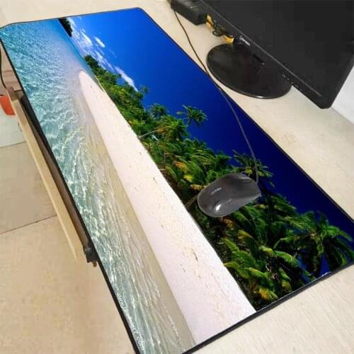 Beach Island Palm Tree Gaming Mouse Pad Computer Gamer Pad Large Game Rubber Mat Big Mause For PC Laptop