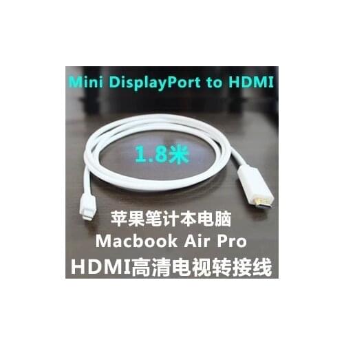 Male-Male 1.8m 3m 6FT Mini Displayport DP to HDMI Cable Adapter for apple mac macbook air pro retina 11" 13" 15"