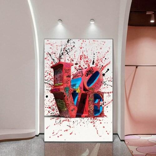 Colorful Graffiti Love Letter Canvas Printing Poster Mural Family Bedroom Childrens Room Wall Decoration Canvas Art