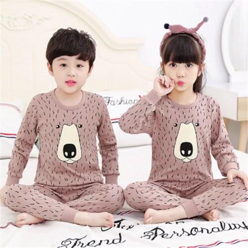 Boys Girls Sleepwear Clothes Sets Children Casual Cute Cotton Tops Pants 2pcs Tracksuits For Baby Teens Home Wear Pajama Set