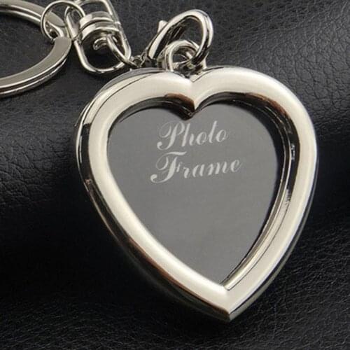 Creative Mini Heart Square Round Oval Insert Photo Frame Rotary Keychain Keyring