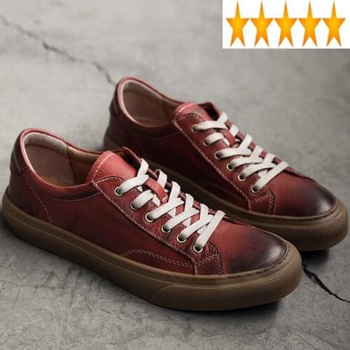 Genuine Fashion Low Cut Casual Shoes Men Flats Lace Up Sneakers Joggers Footwear Round Toe Leather Zapatos De Hombre