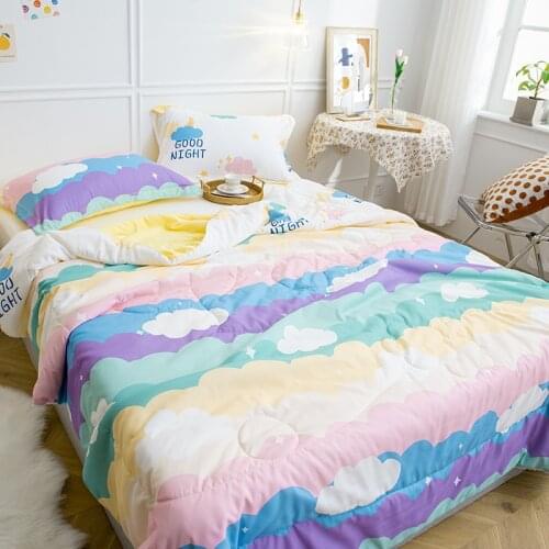 Summer Rainbow Print Quilt Air Conditioner Home Textiles Suitable Children Kids Adult Blanket 1PC (No Pillowcase) #sw