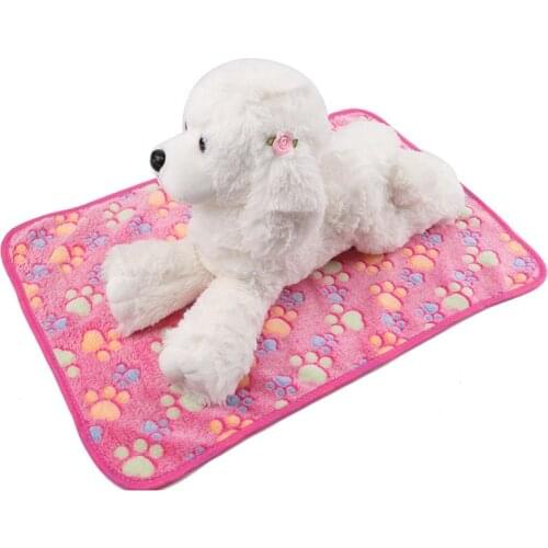 Cute Warm Pet Bed Mat Cover Small Medium Large Towl Paw Handcrafted Print Cat Dog Fleece Soft Blanket Puppy Winter Pet Supplies