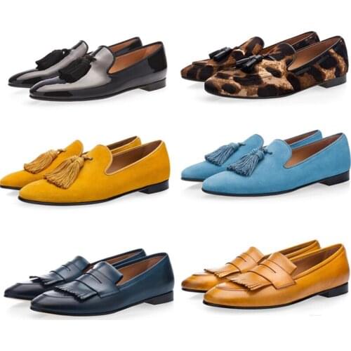 Men Fringed Loafers Burgundy Light Blue Velvet Tassel Nary Flats Espadrilles Male Comfortable Office Dress Shoes Suede Slippers