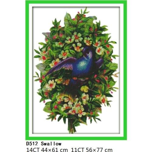 Joy Sunday Swallow Embroidery Needlework Counted Cross Stitch Kits Patterns 11CT 14CT Printed Fabric Stamped Home Decoration Set