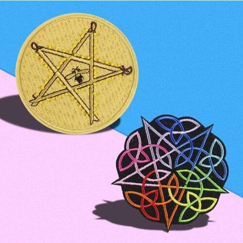 Rainbow Pentagram Patches For Clothing circular Embroidered Patches Sewing For Jackets Fashion Badge for T-shirt Decor