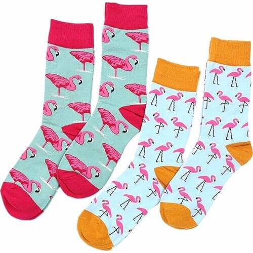 Unisex Cartoon Socks Men Women Fashion Trend Personality Flamingo Painting Socks Male Female Couple Sock