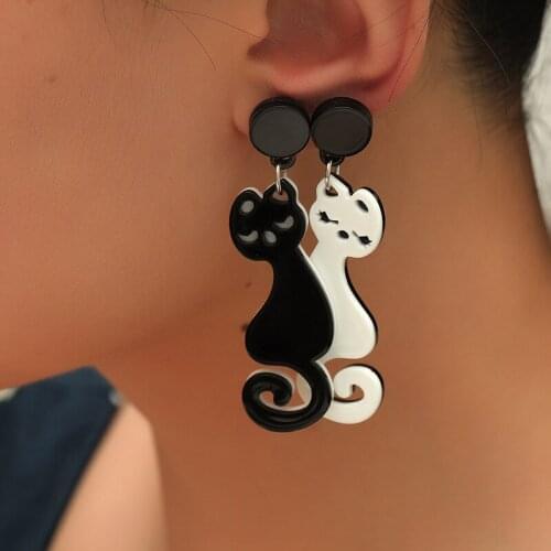 New Asymmetric Animal Shape Long Earrings Fashion Jewelry Japan and South Korea Cute Cat Earrings for Women