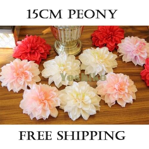 New 10PCS 15CM Handmade Artificial Flower Heads Peony Silk Flower Head Brooch Festival Wedding Decoration Flower Fake flower