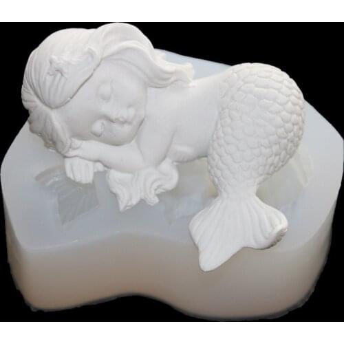 New fat mermaid silicone mold sleeping mermaid tail princess baby handmade soap