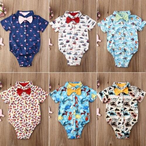 Toddler Infant Baby Boy Gentleman Clothes Short Sleeve Romper Jumpsuit Outfit
