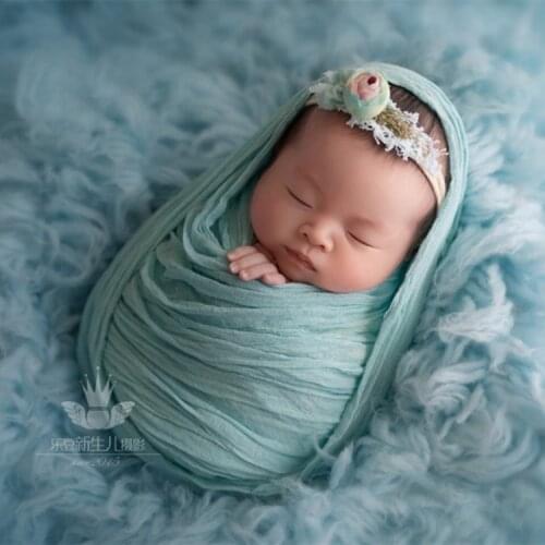 Newborn Baby Photography Hand Dyed Cheesecloth Wrap Photo Props Wrap with Headband 120cmx90cm