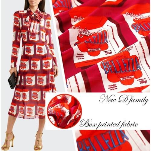 Brand custom printed georgette polyester fabric cloth 145 cm width summer thin shirt parent-child sewing fabric for dress