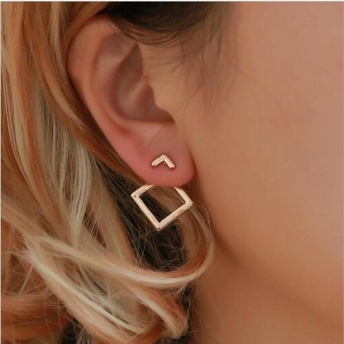 Simple Korean Creative Geometric Square Stud Earrings for Women Small Ear Studs Earing Brincos Ear Jewelry Girls Gift 2PCS/lot