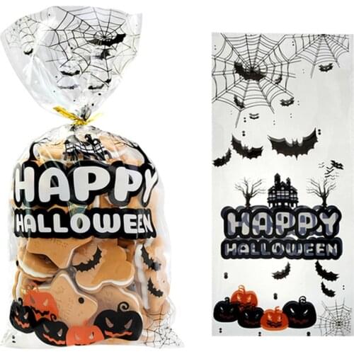 Hallwoeen Pumpkin Skull Cat Candy Bag Transparent Cellophane Food Plastic Package Bags Halloween Party Decor Gift Bag