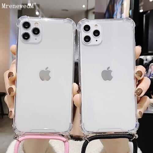 Transparent Protect Crossbody Necklace Lanyard Cases For iPhone 11 12 Pro X Xr Xs Max 12 Mini SE2 7 8 Plus Cord Rope Phone Cover