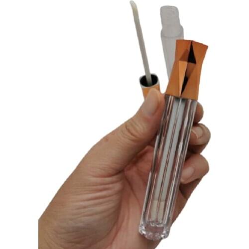 Empty Lip Gloss Tube With Wand Square Clear Cosmetic packaging Bottle Rose Gold/Silver/Gold Cap Cosmetic Container 30/50Pieces