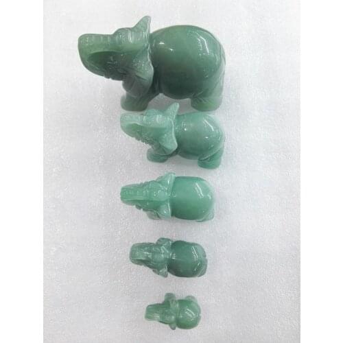 Hand carved 5 natural jade elephant ornaments