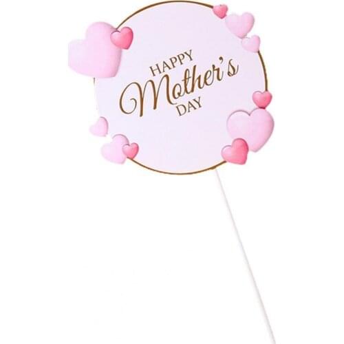 Romantic New Style Cake Topper Double Layer Letter Flower Printed Paper Creative Dessert Topper for Mothers Day Decor Supplies