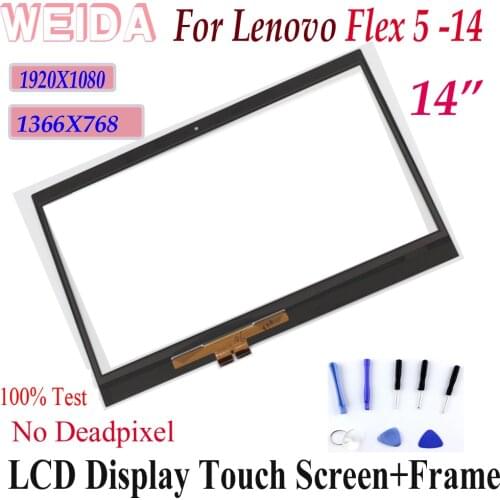 WEIDA LCD For lenovo Flex 5-14 14" Touch Screen Digitizer Panel for lenovo Yoga 520 14 flex 5 14 touch screen Replacment