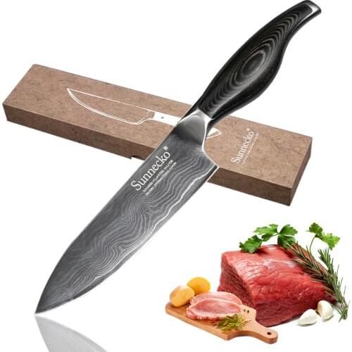 SUNNECKO High Quality 6'' Chef Knife Damascus Steel Japanese VG10 kitchen knives Pakka Wood Handle Sharp Meat Cutter Chef Knives