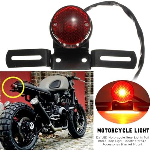 New 12V LED Moto Rear Lights Motorcycle Tail Brake Stop Light Cafe Racer For Chopper Bobber Motorbike Accessories
