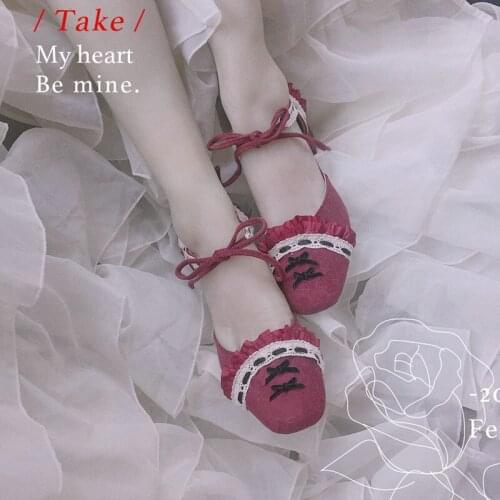 Maid lolita strap bow shoes square heel summer retro style shallow mouth shoes high heel women shoes loli cosplay cos Lolita