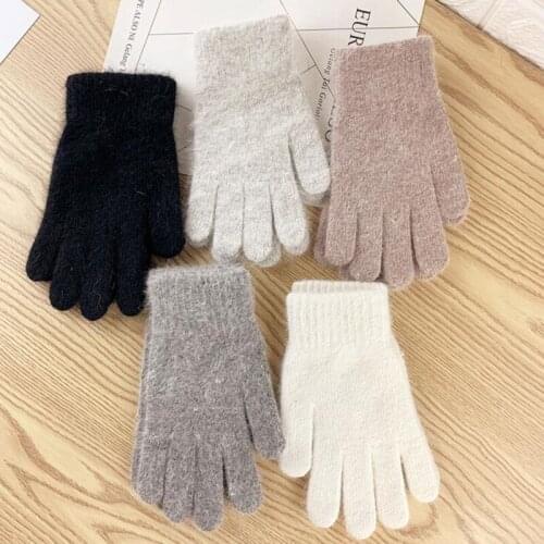 Unisex Knitted Gloves Female Winter Warm Cashmere Driving Mittens Plus Velvet Warm Cycling Elastic Finger Student Gloves H3