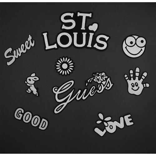 Embroidered Patch Sewing Clothes Patches Iron On Black Motifs Garment Sticker Hot Fix Star Hand Heart Fabric Badge Applique B112