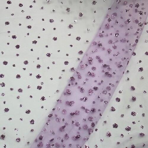 High Quality Purple African Net French Sequins Lace Fabric 2021 Nigerian Party Dress Wedding Veil Glitter Tulle Crafts Material