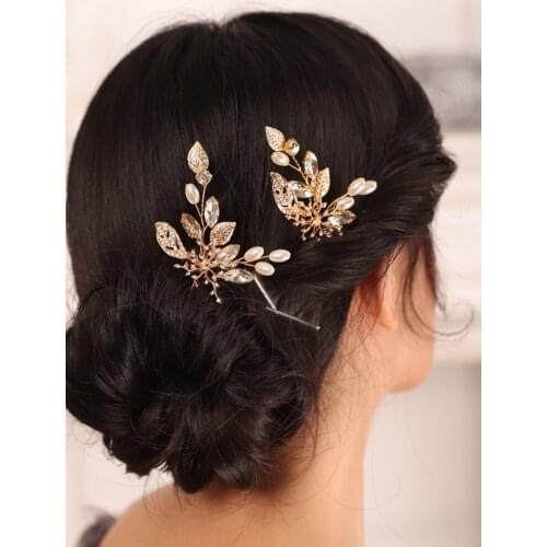 Vintage Gold Wedding hair accessories Birde to be Headpieces Flower headdress 2PCS Women Headwear Hair Jewelry