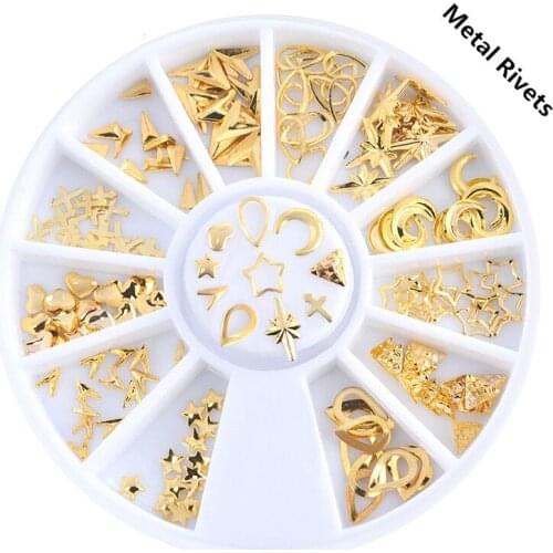 Gold Mix 3D Cross Jewelry Accessories Design Metal Rivets Nail Art Decoration