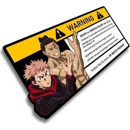 1 Pcs Creative Warning Car Sticker for Itadori Yuji Decal Cartoon Anime Vinyl JDM Window Trunk Stickers 13cm X 6.1cm