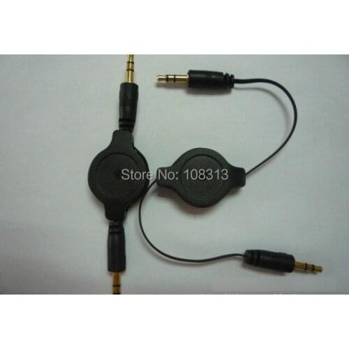 1000pcs/lot 3.5 mm male to male adapte Retractable Audio Aux Cable