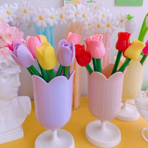 2pcs Kawaii Gel pen Lovely Style Rose Tulip Pens For Kids Office School Supplies Estojo Escolar Free shipping