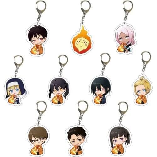 2021 Fire Force Keychain Double Sided Acrylic Keyring Pendant Anime Accessories Cartoon Key Chiain Figures