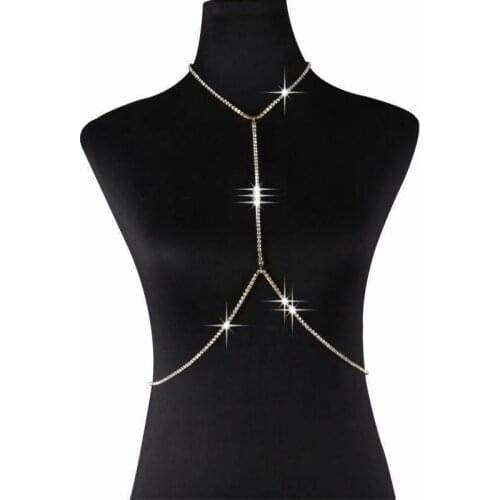 2021 Sexy Crystal Bikini Bra Chest Belly Body Multi-layer Cross Body Chain Women Rhinestone Chest Butt Chain Bar Jewelry Gift